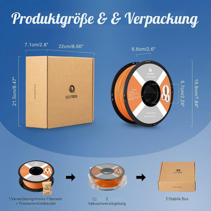 QIDI TECH PLA Rapido Filament 1.75mm, 3D Drucker Filament PLA, geeignet für Hochgeschwindigkeitsdruc