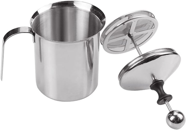 Edelstahl Double Mesh manuelle Milchaufschäumer, 800ml Milchaufschäumer Manuell zur Herstellung von