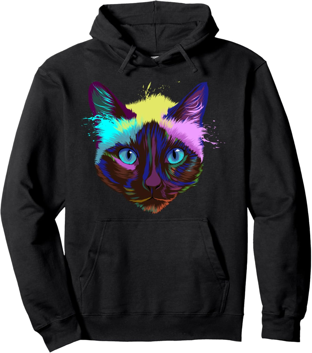 Bunte Katze Siamkatze Pullover Hoodie
