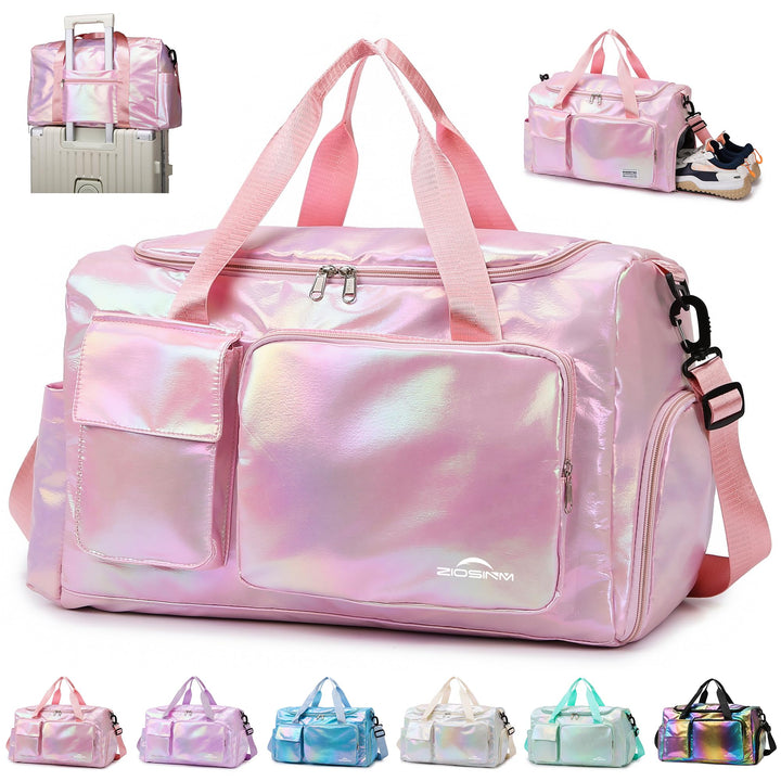 ZIOISNM Sporttasche Damen mit Schuhfach und Nassfach, Reisetasche Damen Glitzer Gym Bag saunatasche