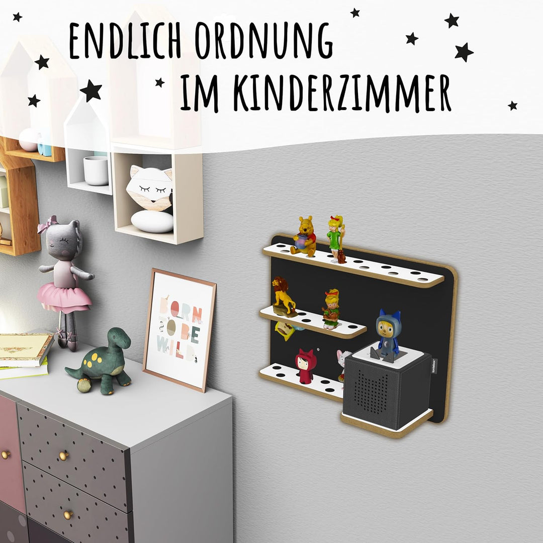 Regal für Toniebox, Wandregal für Tonie Figuren, Aufbewahrung für Tonies, Halterung für Toniebox (Be