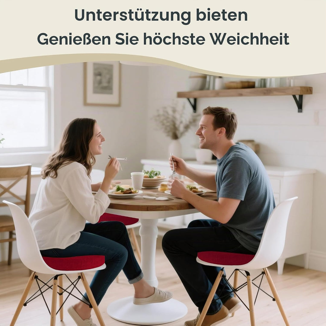 AddGrace Runde Sitzkissen für Esszimmerstühle 2er-Pack 40x40cm Rot | Strukturiertes Kunstleinen, abn