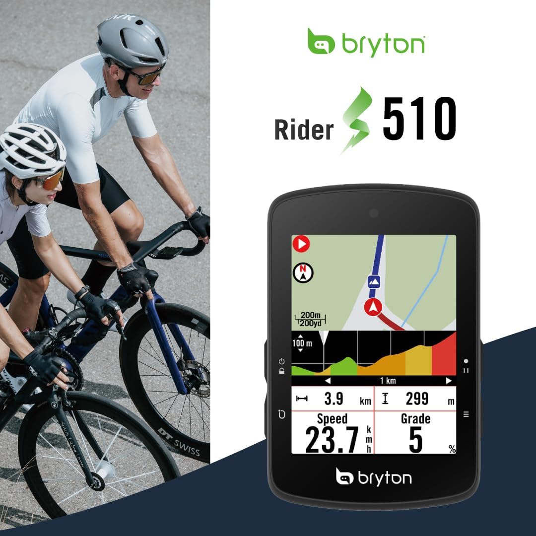 Bryton Rider S510 2,8 Zoll Farb-LCD-Touchscreen GPS Fahrradcomputer, Offline-EU-Karte, kompatibel mi