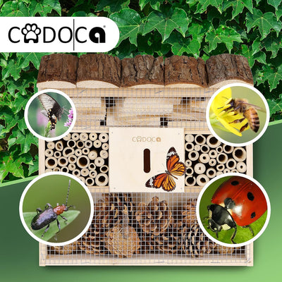 CADOCA® 2X Insektenhotel Bug's Inn 31x30,5x9,5cm Holz wetterfest Garten Bienenhotel Insektenhaus Nis