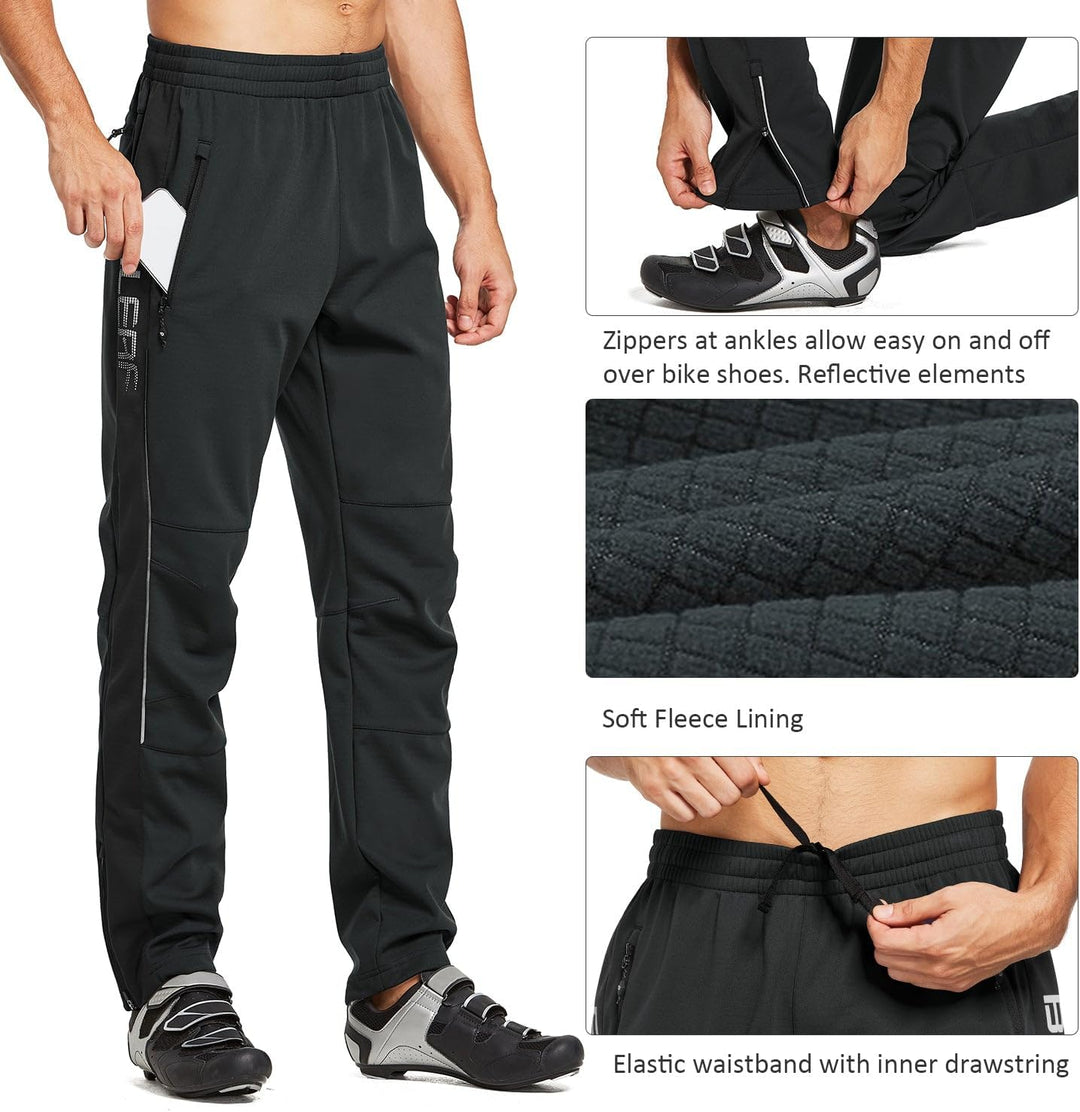 BALEAF Herren Fahrradhose Thermo Fleece Radhose Wasserdicht Winddicht Softshellhose Warm Wanderhose