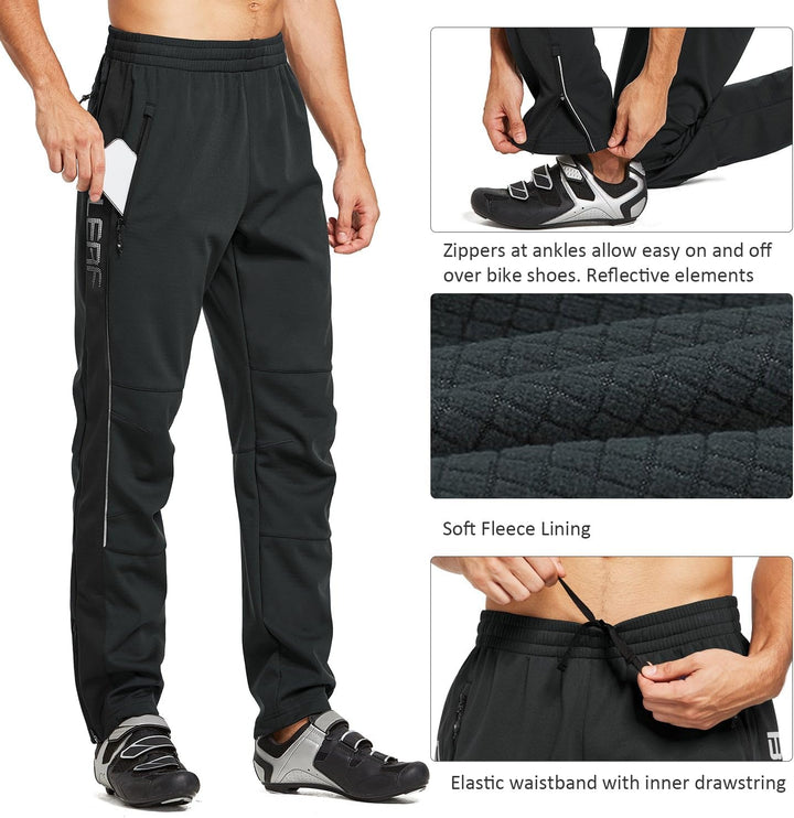 BALEAF Herren Fahrradhose Thermo Fleece Radhose Wasserdicht Winddicht Softshellhose Warm Wanderhose