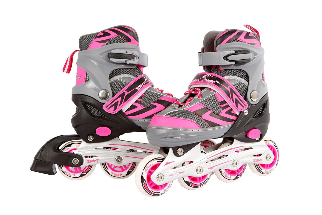Kids Globe Street Rider Inlineskates (Inliner) rosa/grau, verstellbar von Grösse 31-34, abec7 Alurah