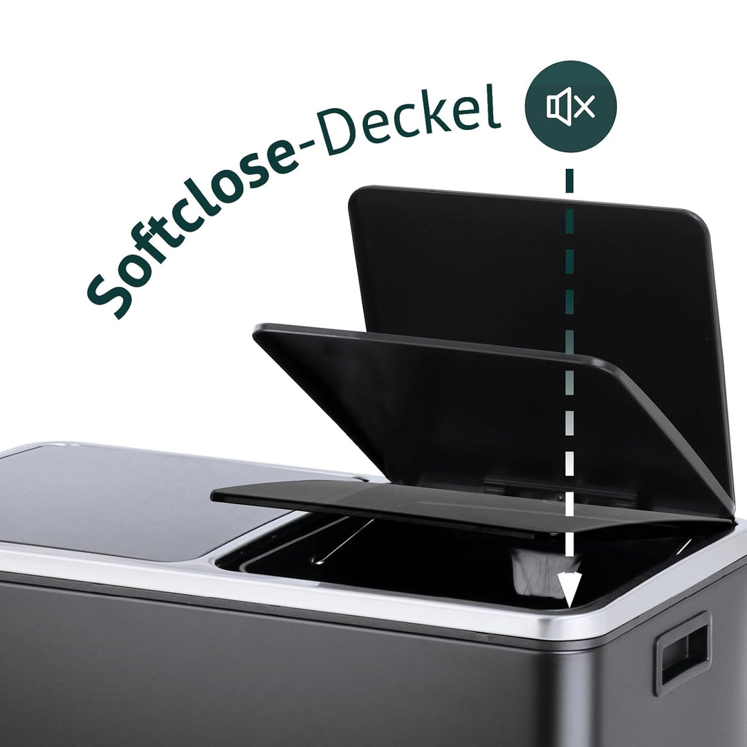 SVITA TM2X30 Treteimer 60 Liter Abfalleimer Mülleimer Design Mülltrennung Papierkorb Küchen-Ordnung