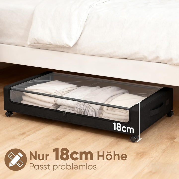 Sekey 2 Stück 50L Unterbett-Aufbewahrungsbox mit Rollen, Kleiderschrank Organizer Aufbewahrungstasch