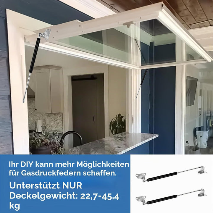 2 Stück Gasdruckdämpfer Anhänger, 50cm 450N L-Typ Hydraulische Gasdruckfeder Schwerlast Gasdruckfede