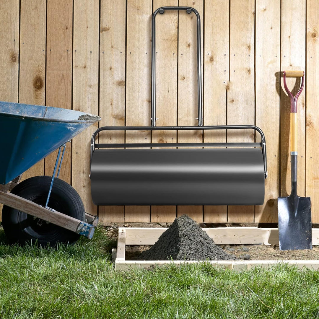 GOPLUS Rasenwalze, 48L/63L Gartenwalze befüllbar mit Wasser & Sand, Rasenroller aus Metall, Graswalz