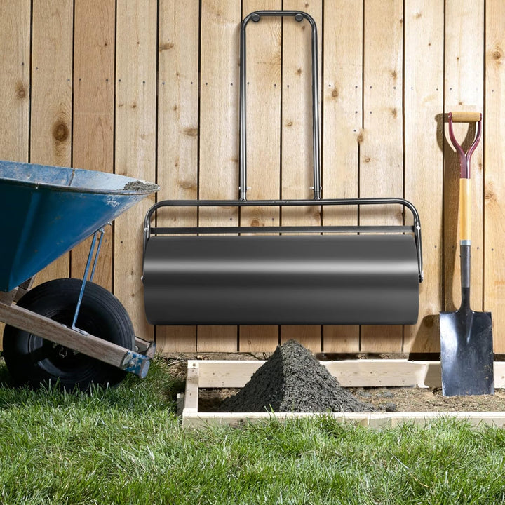 GOPLUS Rasenwalze, 48L/63L Gartenwalze befüllbar mit Wasser & Sand, Rasenroller aus Metall, Graswalz