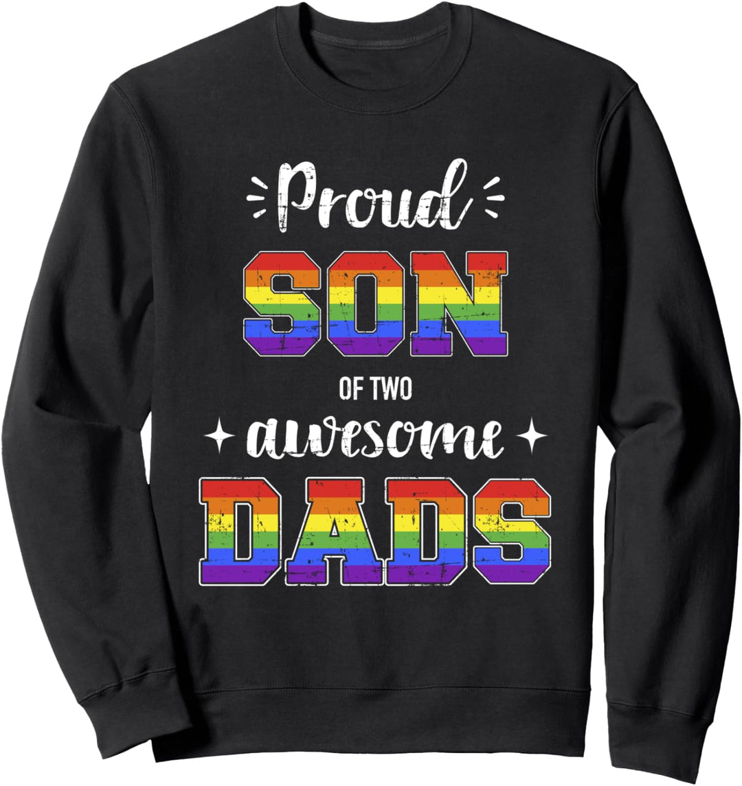 Stolzer Sohn von schwulen Vätern oder Eltern mit Regenbogen Sweatshirt