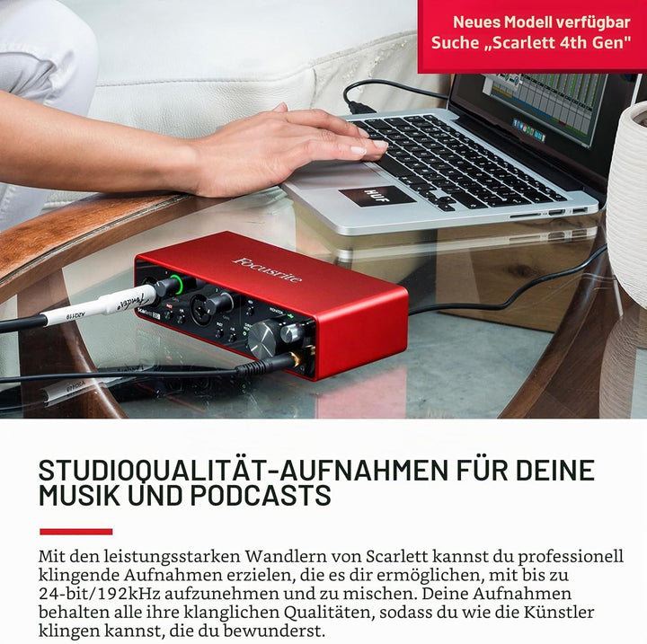 Focusrite Scarlett 2i2 3. Gen USB-Audio-Interface für Aufnahmen, Komposition, Streaming – High-Fidel