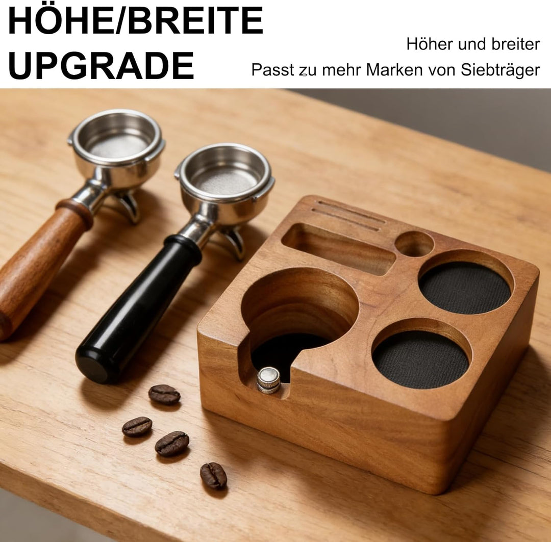FARYODI Espresso-Tamperstation, Espresso Kaffee Tamping Station Walnuss Holz, Espresso Tamper Statio
