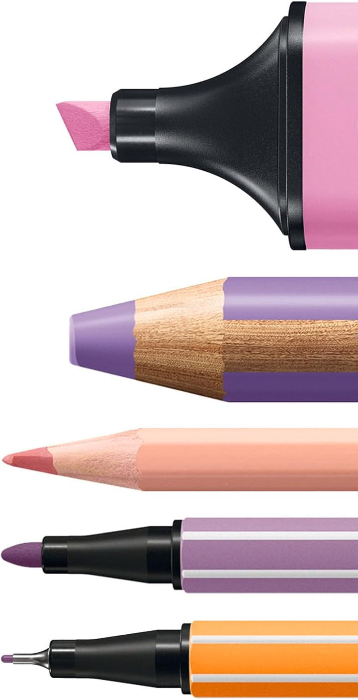 Stifte-Set - STABILO ARTY Creative Set Pastel - 50er Pack - Textmarker, Multitalentstifte, Aquarell-