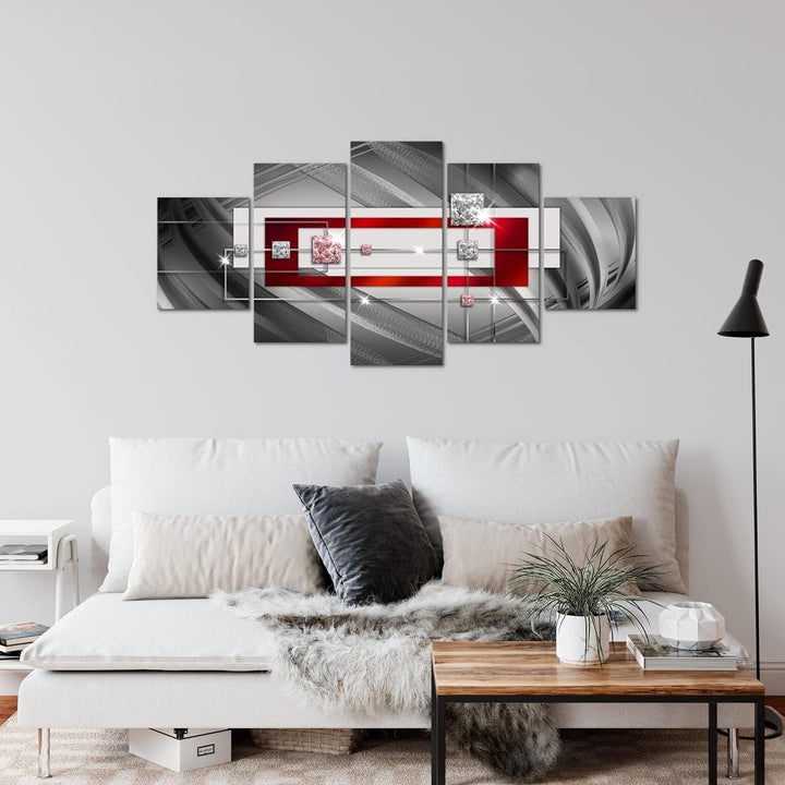 Runa Art Wandbilder Abstrakt 5 Teilig Bild auf Vlies Leinwand Deko Wohnzimmer Schlafzimmer Diamant G