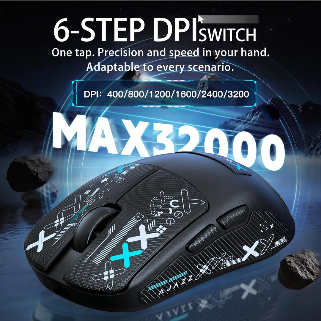 Free wolf X AJAZZ AJ159 V2 Kabellose Gaming-Maus, Hot-Swap-Akku, 3-Mode (2,4G/BT/Kabelgebunden), PAW