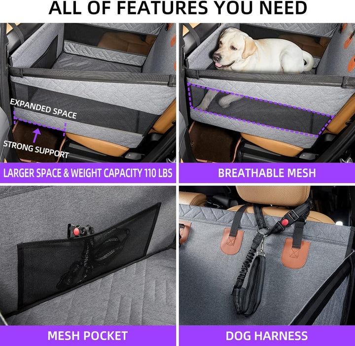 TKYZ Hundeautositz für mittelgrosse Hunde, Rücksitzverlängerung für Hunde, grosse und kleine Hundeau
