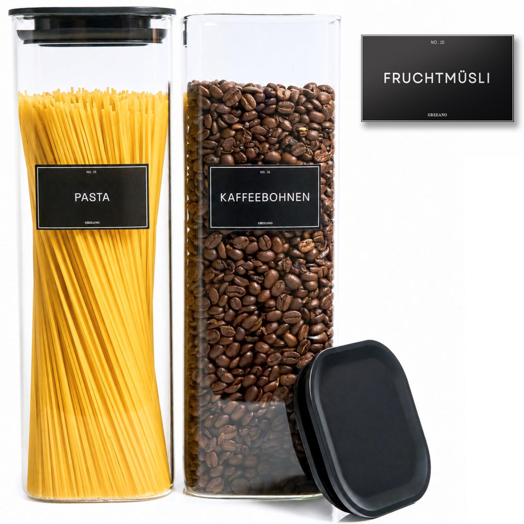 Vorratsgläser eckig mit Deckel 2500ml [2er Set] – Vorratsdosen Glas luftdicht & mottensicher – Spagh