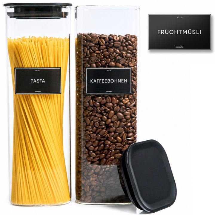 Vorratsgläser eckig mit Deckel 2500ml [2er Set] – Vorratsdosen Glas luftdicht & mottensicher – Spagh