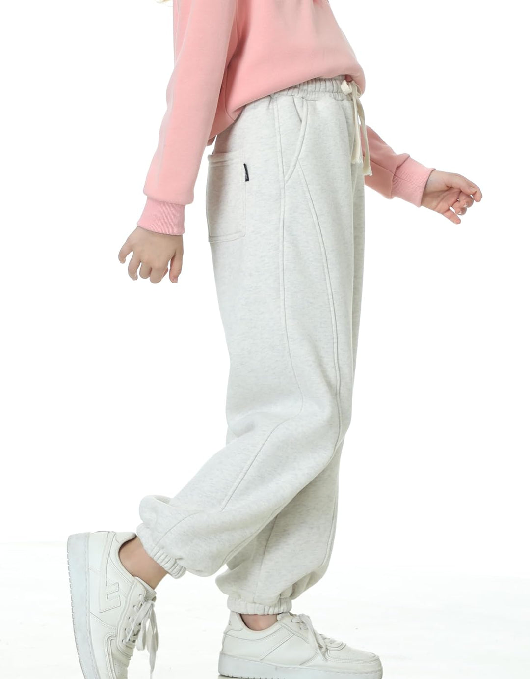 Rolanko Jogging Hose für Mädchen, Baumwoll Fleece Sport Joggers Trainingsanzug mit Mehreren Taschen