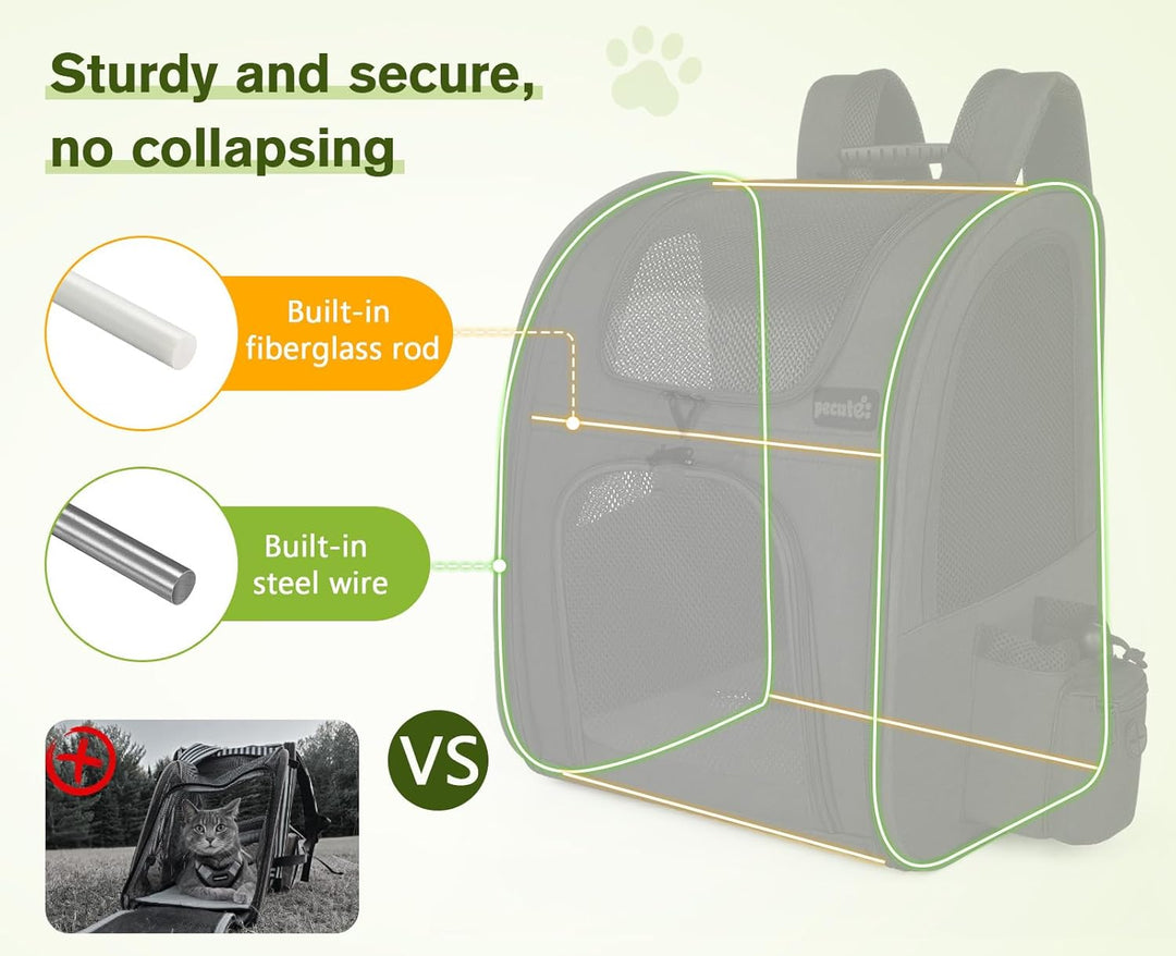 pecute Haustier Rucksack mit Netzfenster, Tragbare und Faltbare Katzentasche, Atmungsaktive und Leic