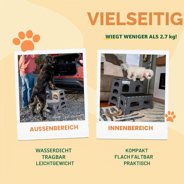 Bee Neat Hunde-Treppe, zusammenklappbar, tragbar, für grosse, mittlere und kleine Hunde, ideal für H