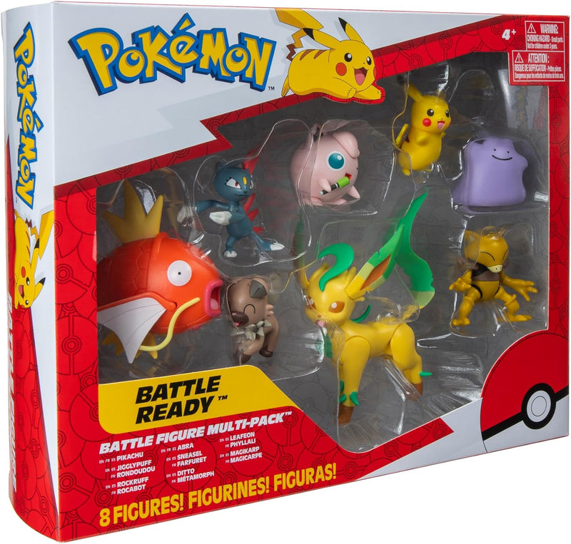 BANDAI - Pokémon – 8 Figuren Battle – Pikachu, Rondoudou (Jigglypuff), Rocabot (Rockruff), Abra, Far