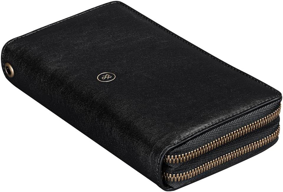 Maxwell Scott Italienische Damen Luxus Leder Clutch Meleto in Schwarz, Schwarz