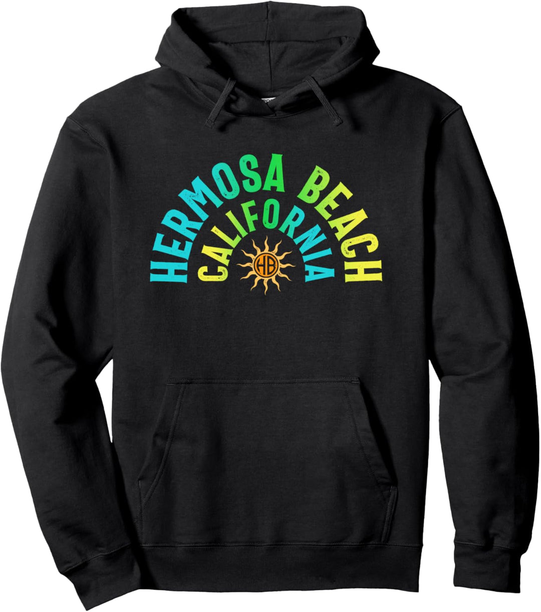 Hermosa Beach California - Retro Vintage Beach Surf Pullover Hoodie