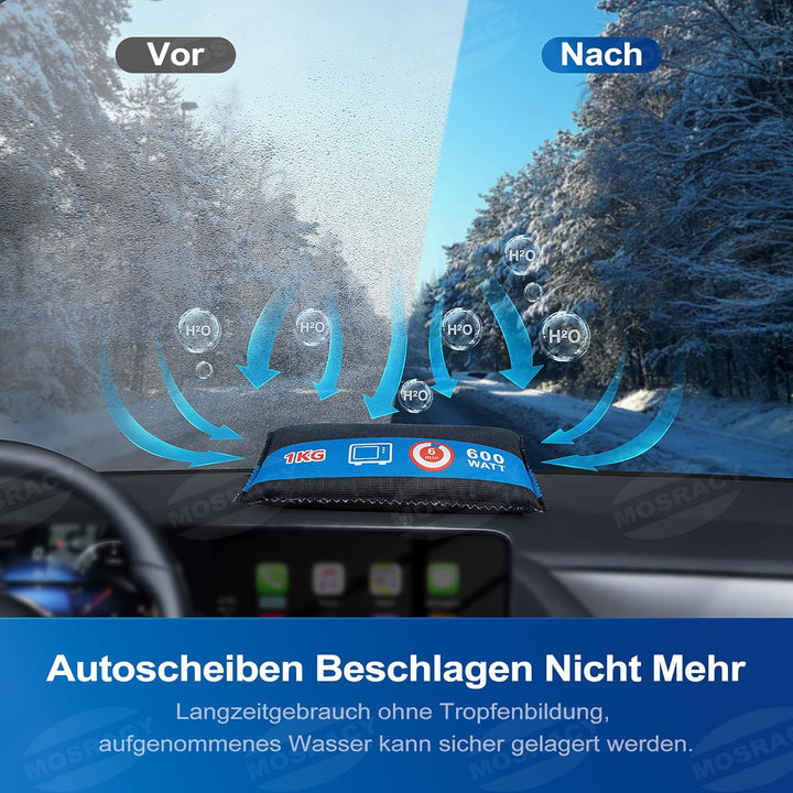 MOSRACY Luftentfeuchter Auto 1Kg, Wiederverwendbarer Auto Entfeuchter Beutel, Gegen Kondenswasser un
