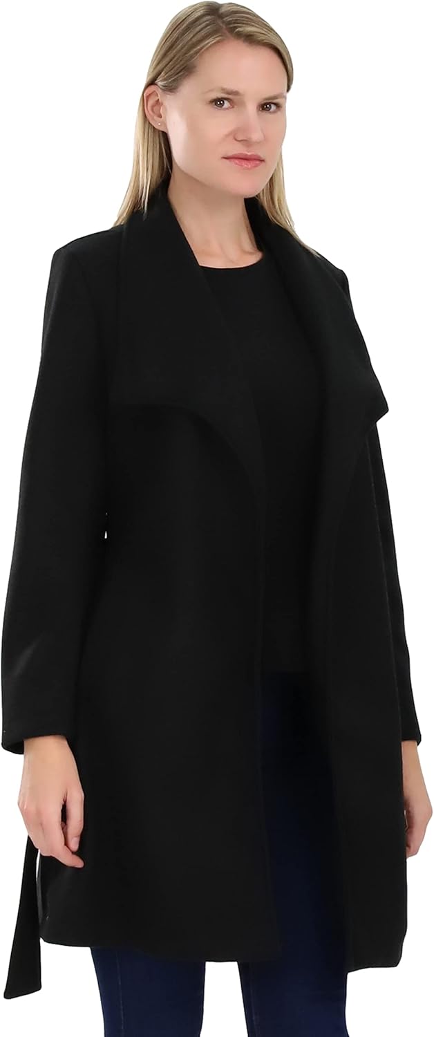 malito – Damen Trenchcoat einfarbig mit Gürtel & Taschen – klassischer Mantel für Herbst & Winter –