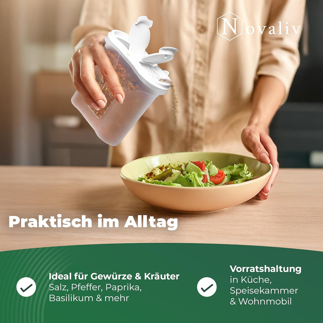 Novaliv Salzstreuer 6er SET Salz Vorratsdose zum Streuen 300 ml Masse (LxBxH): 11 x 5 x 11 cm Dosen