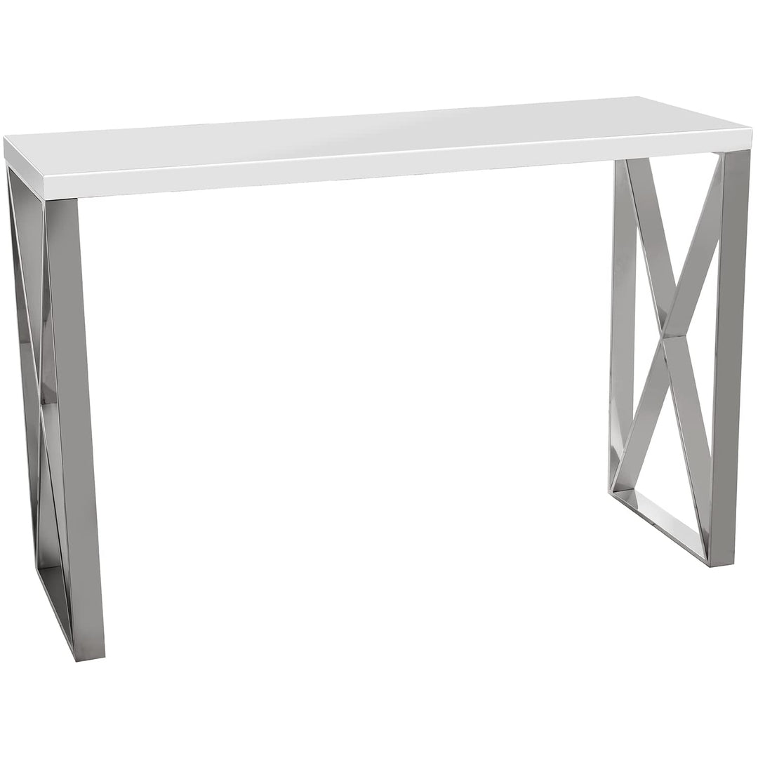 DRW Eingangstisch aus MDF und Metall in Weiss und Grau 120 x 40 x 80 cm, bunt, estandar