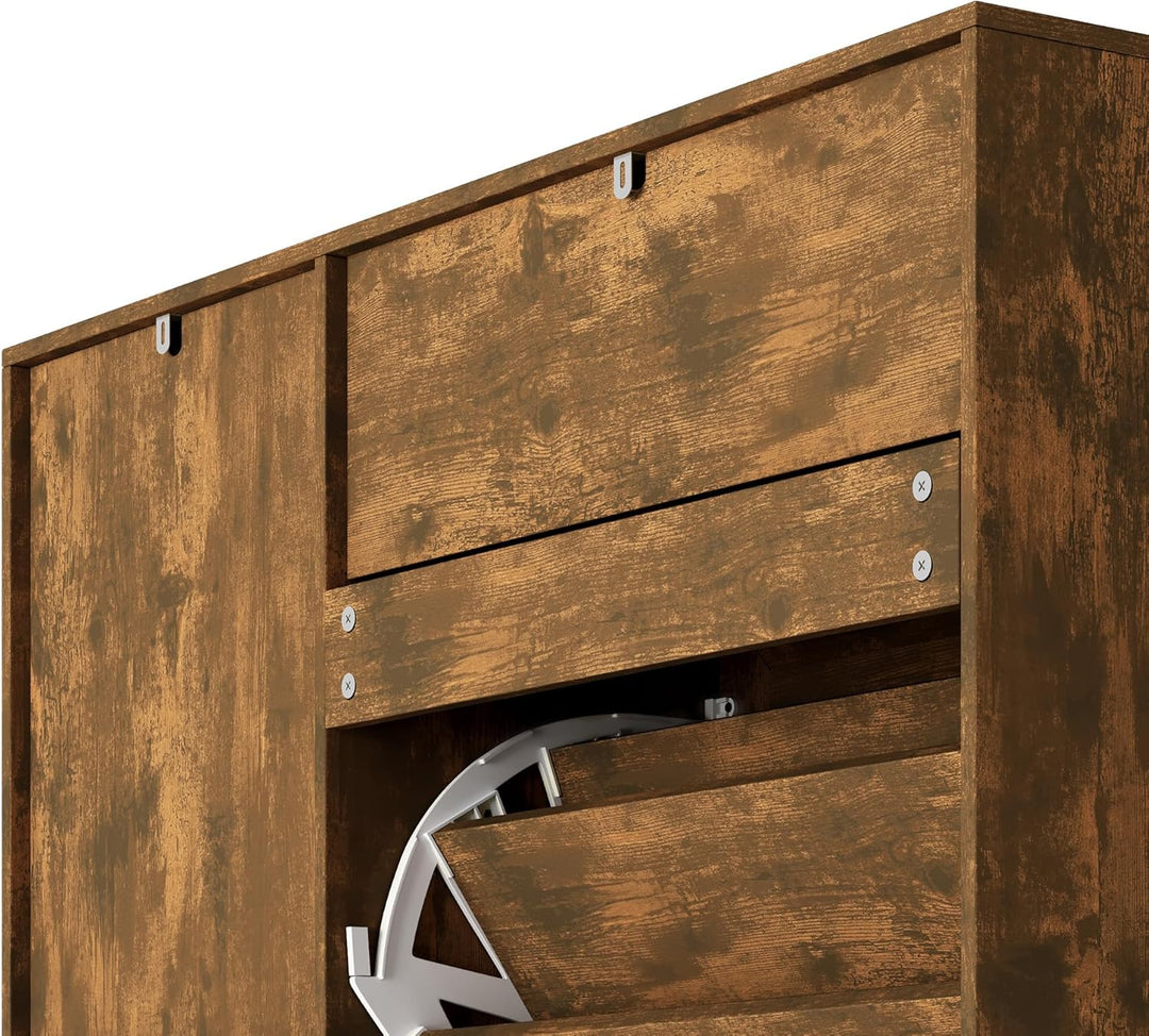 Xbro Schuhschrank mit Schublade, 2 Klappen und Tür, Schuhkipper Schmal, Schuhregal für 20–25 Paar Sc