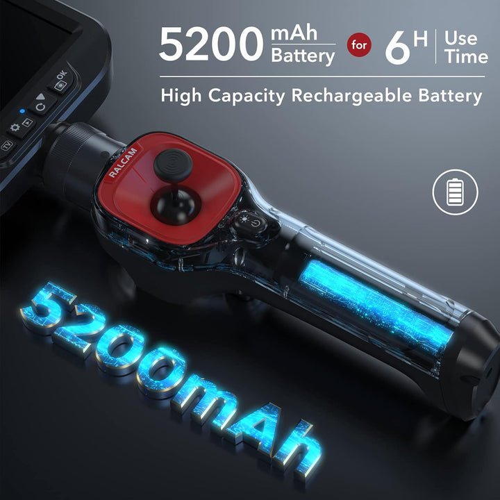 Ralcam Endoskopkamera 6,2mm Endoscope Camera - 360° Endoskop Schwenkbarer 4,3" HD 720P Inspektionska