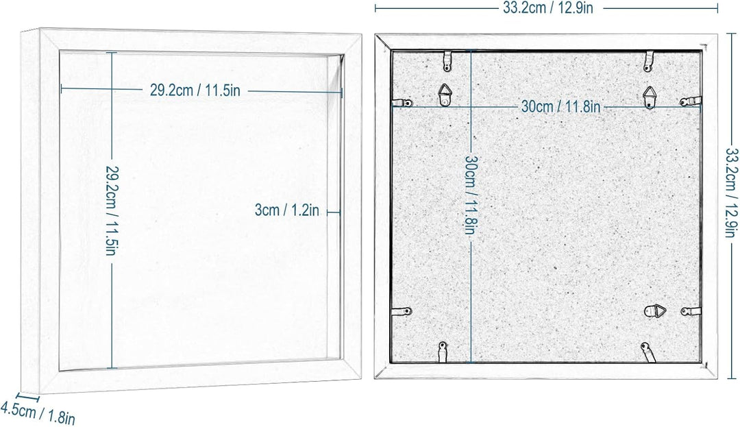EUGAD 3D Bilderrahmen zum Befüllen, Objektrahmen 30x30 cm, tiefer Rahmen für Objekte bis 3 cm, Holzr