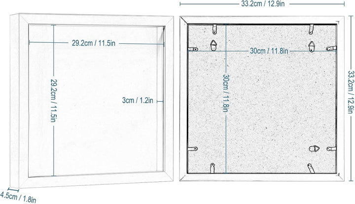 EUGAD 3D Bilderrahmen zum Befüllen, Objektrahmen 30x30 cm, tiefer Rahmen für Objekte bis 3 cm, Holzr