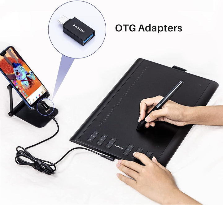 HUION H1060P Grafiktablett mit 10 x 6,25 Zoll Arbeitsbereich, Upgrade des Batterielosen Stifts, Unte