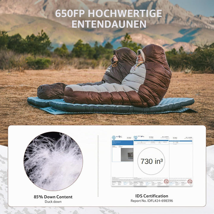 Naturehike Snowbird RDS Entendaunen Mumienschlafsack,Outdoor Professional Camping Schlafsack,Unisex