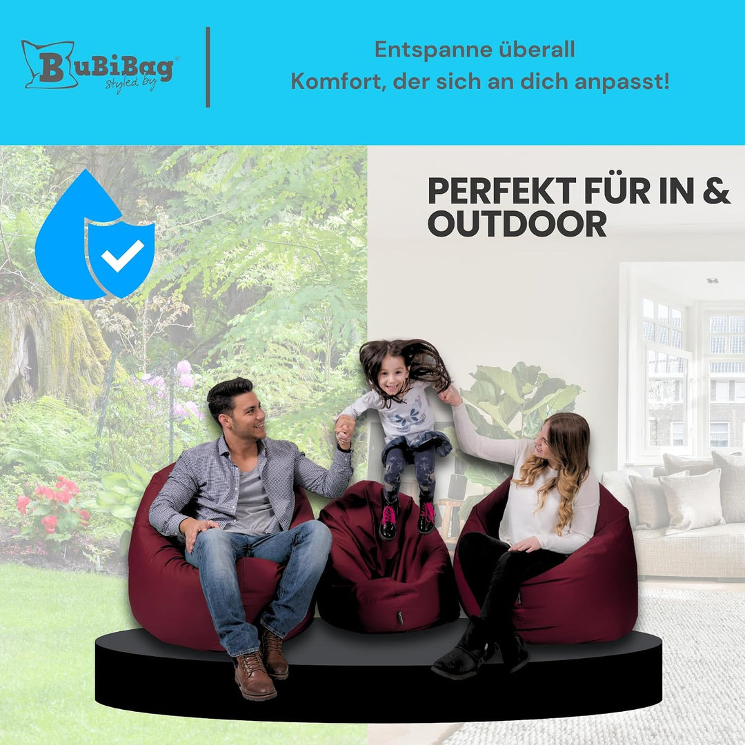 BuBiBag 2in1 Sitzsack L - XXL mit Füllung für Kinder &amp; Erwachsene, Gaming Beanbag &amp; Bodenkissen für