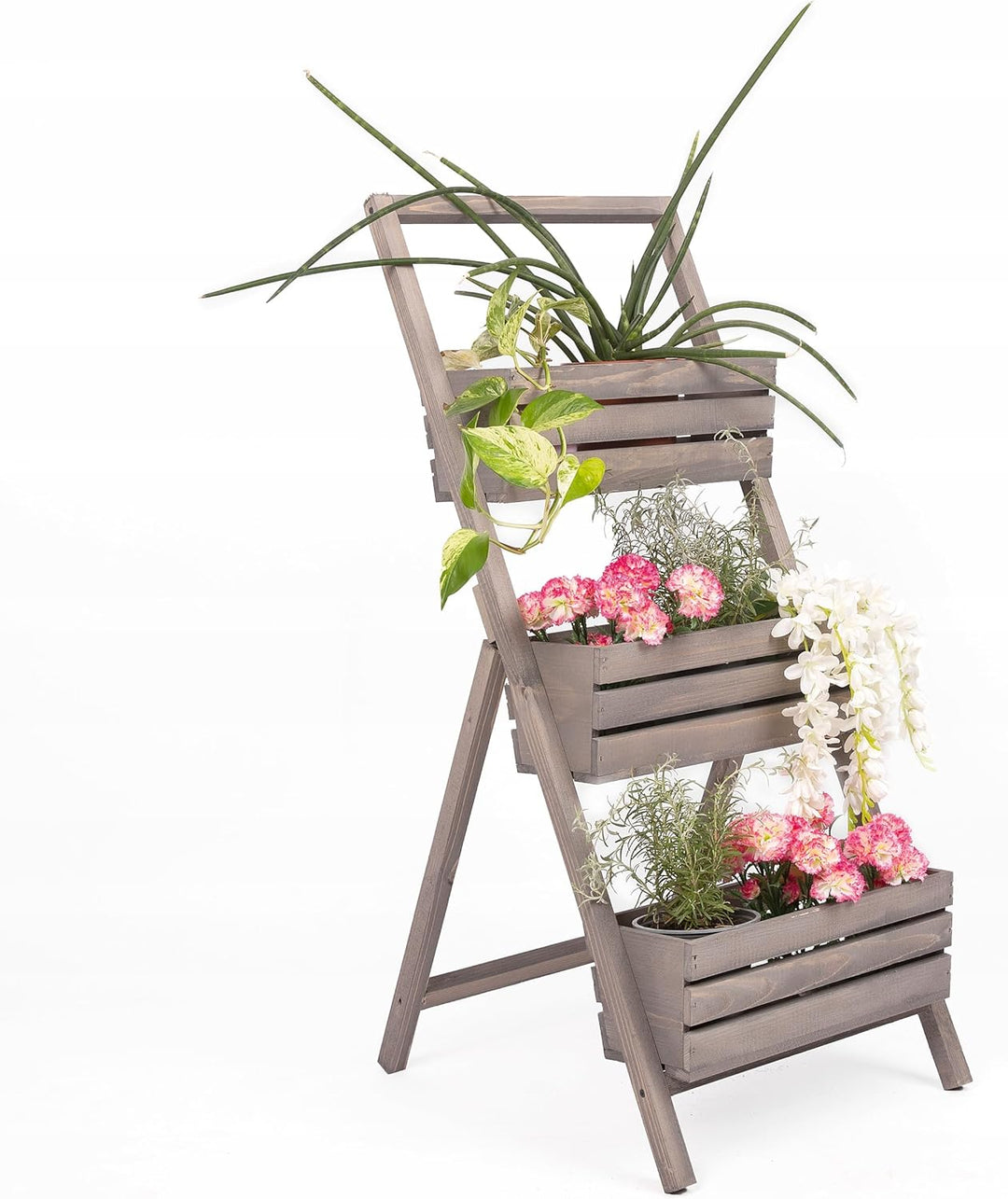 ECODECO Hochbeete für Garten Pflanzenregal aus Holz | Kaskadierendes Blumentreppe für Outdoor Indoor