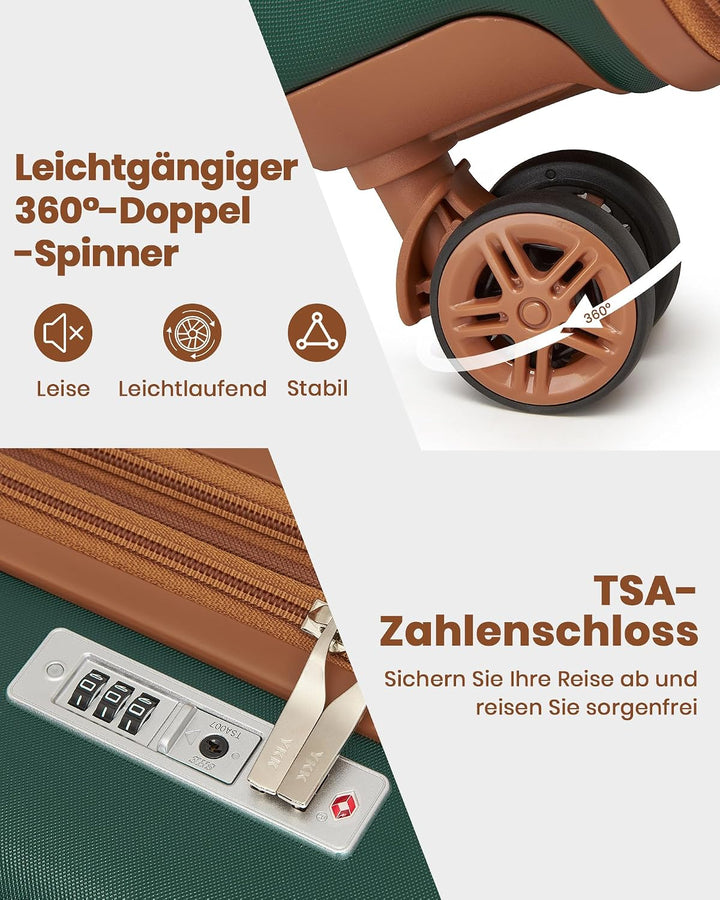 KONO Koffer 5er Set Hartschalenkoffer ABS+PC, Handgepäck/Mittel/Gross Reisekoffer mit TSA Schloss, E