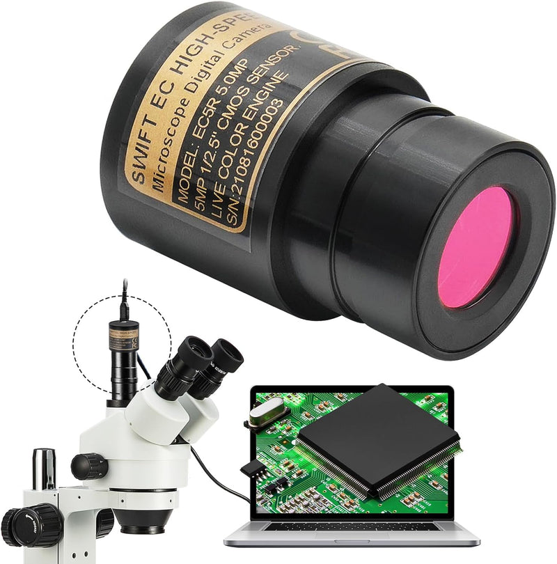 SWIFT EC5R Mikroskop Digital Okular Elektronisches Okular Biologisches Mikroskop Kompatibel, 5 Megap