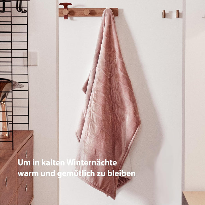 GOTCOZY Heizdecke 130x180 cm-Weicher seidiger Plüsch Wärmedecke Heizdecke 6 Heizstufen und 10 Stunde