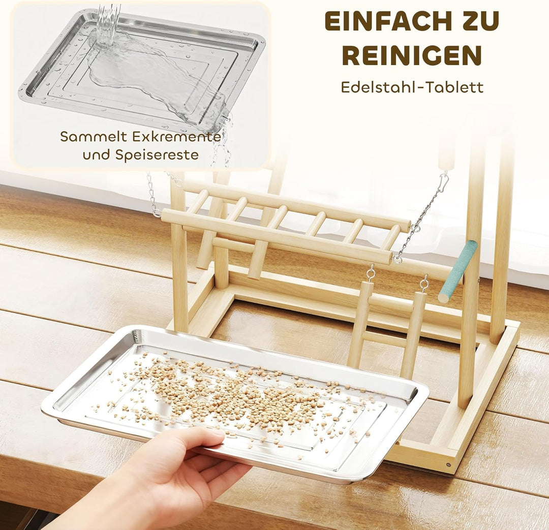 PawHut Papageien Spielplatz, 48 x 38 x 95 cm, Vogelspielplatz für Papageien, Parrot Playstand mit Sp