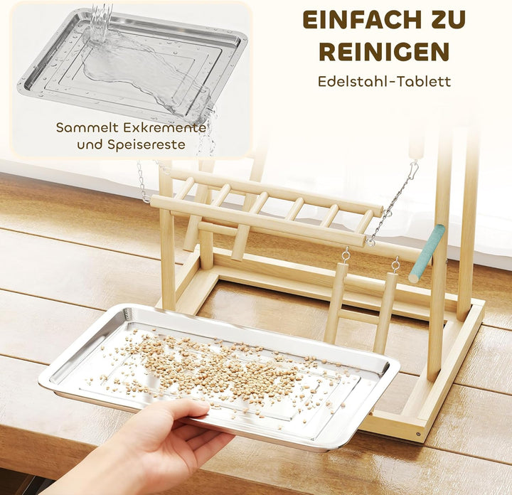 PawHut Papageien Spielplatz, 48 x 38 x 95 cm, Vogelspielplatz für Papageien, Parrot Playstand mit Sp
