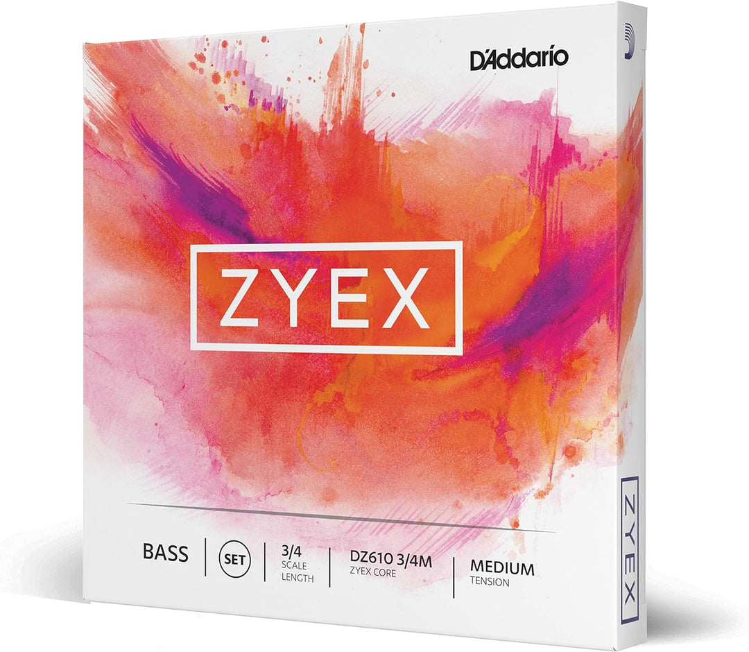 D'Addario DZ610-3/4M Zyex Kontrabass Saitensatz synthetische Faser 3/4 Medium Set Medium, Set Medium