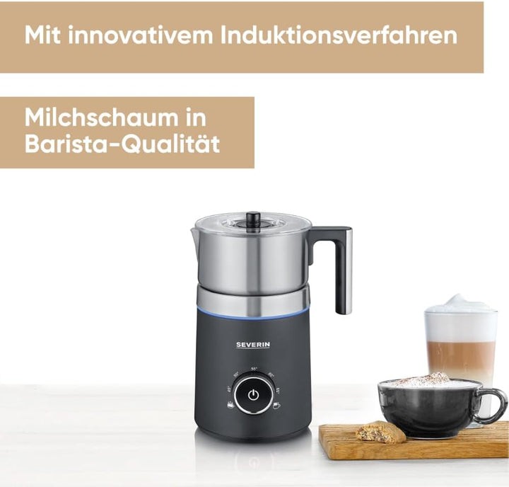 SEVERIN SPUMA 700 Induktions-Milchaufschäumer, elektrischer Milchaufschäumer ohne Anbrennen, spülmas